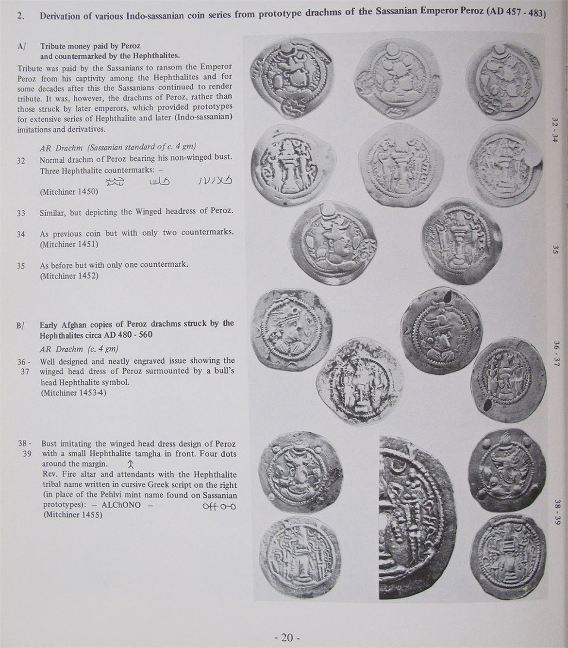 Hephthalite-AR-Drachms,-Peroz-Imitations-With-4-Pellets-In-OBV-Margins